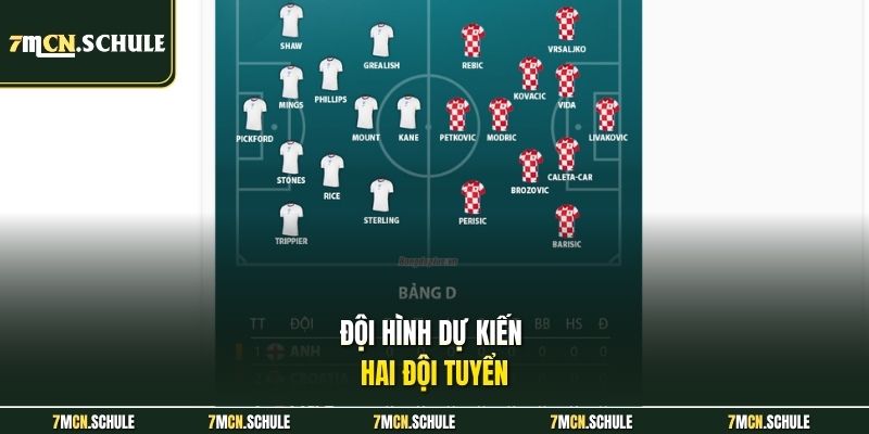 Đội hình dự kiến hai đội tuyển