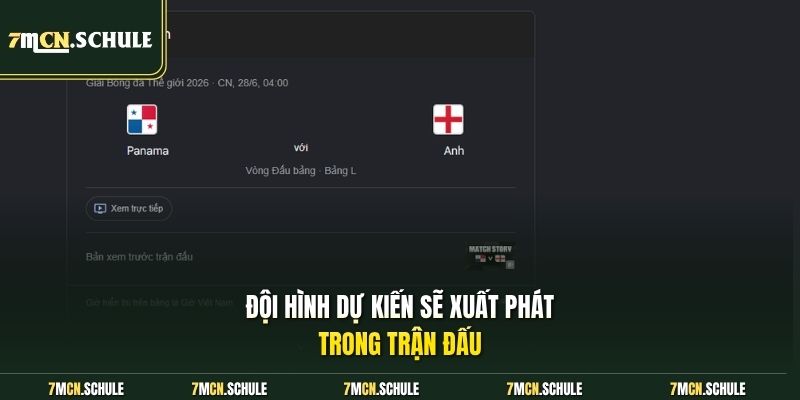 Đội hình dự kiến sẽ xuất phát trong trận đấu 