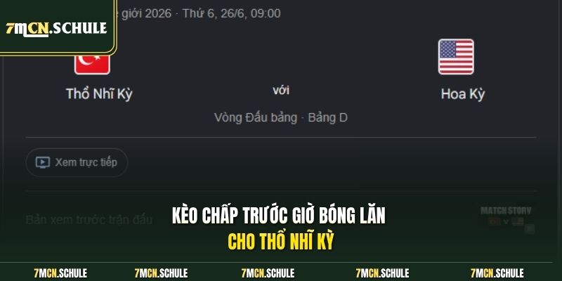 Kèo chấp trước giờ bóng lăn cho Thổ Nhĩ Kỳ