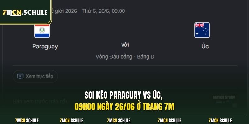Soi kèo Paraguay vs Úc, 09h00 ngày 26/06 ở trang 7M